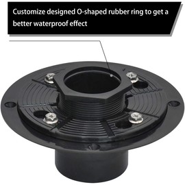 Elefloom Shower Drain Base, 2 inch ABS Shower Drain Flange with Threaded Joints and Rubber Joints for Square and Linear Shower Drain Installation