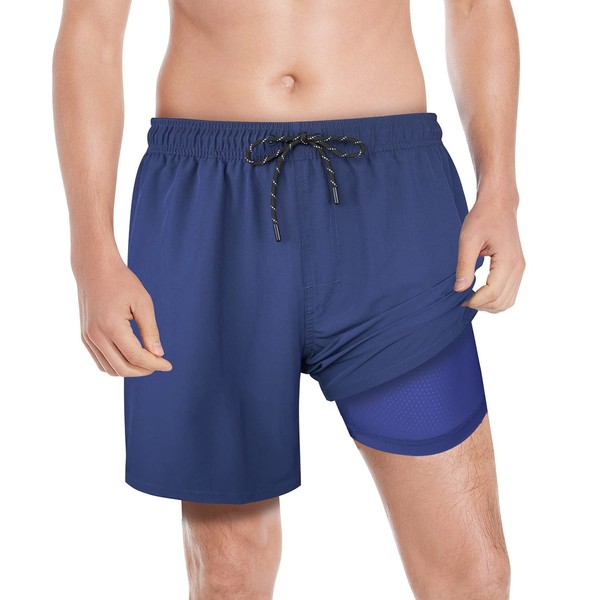MILANKERR Mens Swim Trunks with Compression Liner 7 inch Board