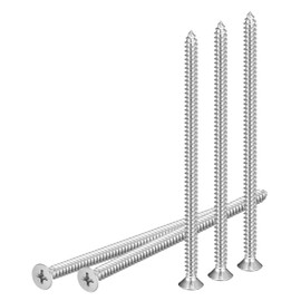 DTGN 25Pcs #10x4" Flat Head Wood Screws, 304 Stainless Steel Phillips Self Tapping Screws - Good for Woodworking, Furniture - Silver