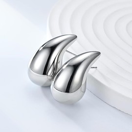 TOEECY Earrings Gold Silver Hypoallergenic Hoop Earrings Golden Earrings Chunky Dupes Earrings Gold-Plated Fashion Jewellery Earrings for Women Girls, Silver