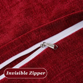 OSVINO 2 Pack European Style Solid Color Square 50x50cm Chenille Throw Pillowcase Home Hotel Bed Sofa Pillow Sham Cushion Cover Décor Luxury Elegant, Red 50x50cm