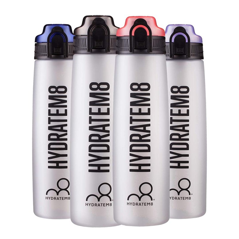 HYDRATEM8 - Active Motivational Sports Water Bottle with Time Markings,