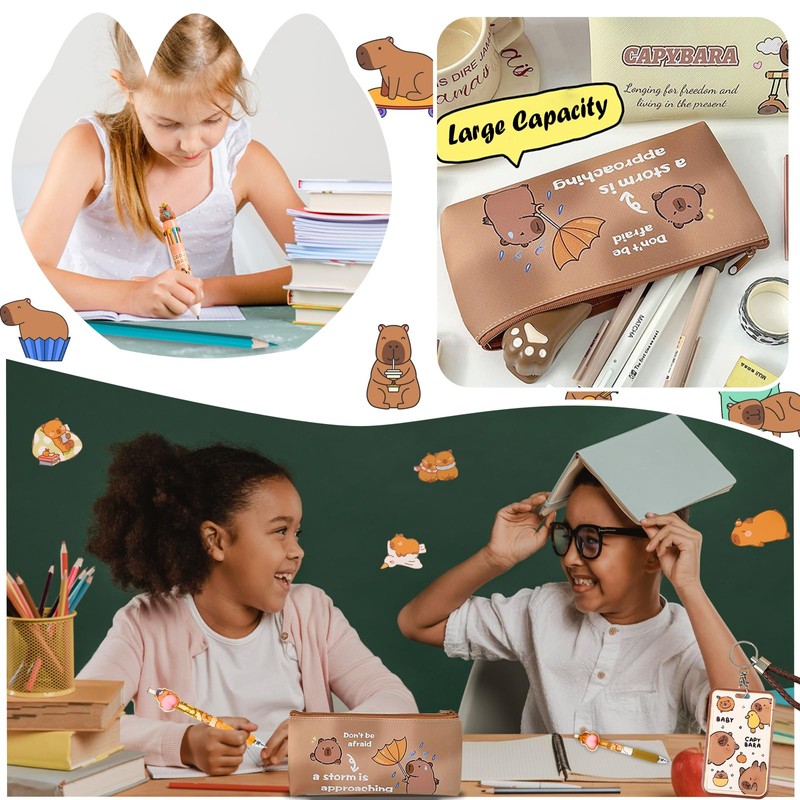 659Pcs Cute Capybara Stationery Set, Kawaii Animals Office Supplies Includes