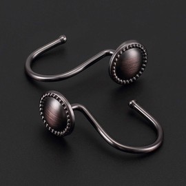 CHICTIE Bronze Shower Curtain Hooks,Oil Rubbed Decorative Shower Rings,Set of 12 Rust Resistant Shower Hooks Hangers for Bathroom Curtains Rods(Oil-Rubbed Bronze)