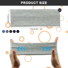 Yeria Pack of 5 Women's Black Hair Bands - Elastic Non-Slip Headbands for Sports, Yoga, Fitness, Running - Headband & Headband for Men and Women