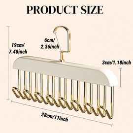 Fiabgum Bra Hanger for Closet, Tank Top Hanger 2 Pack w/8Hooks Holds 16 Bras, Capacity Foldable Wood Space Saving Hanger, 360°Rotating Closet Organizers and Storage for Dorm & Apartment