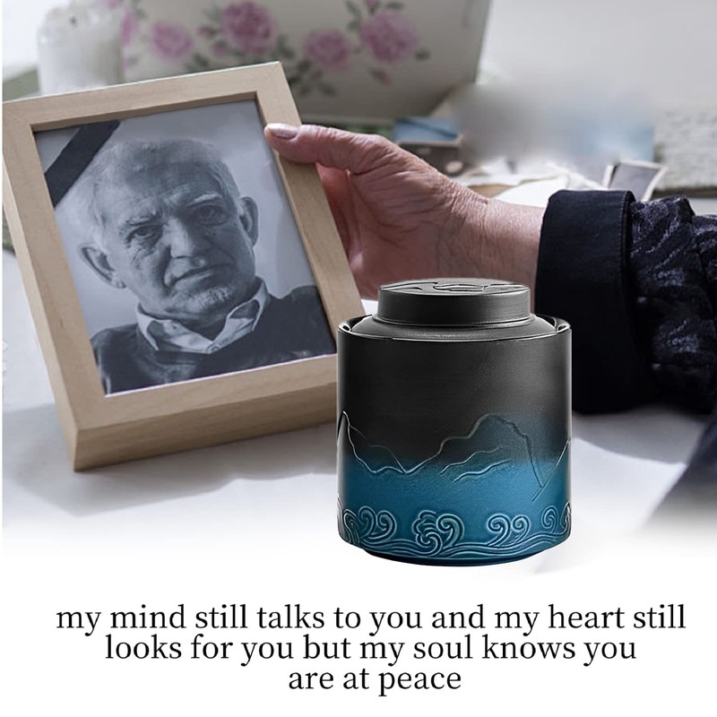 NS Online Small urn Human Ashes Keepsake - Black Blue