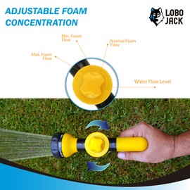 Foam Sprayer Gun, Pressure Nozzle for Car Wash, Watering plants, Pet Shower, Outdoor Fun - 8 Watering Patterns and Soap Dispenser (Yellow)