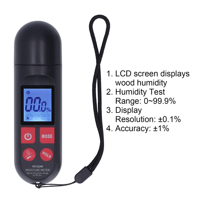 MY60M Moisture Meter LCD Screen Display Moisture Detector for Wood