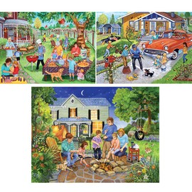 Bits and Pieces – Value Set of Three Large 500 Piece Jigsaw Puzzles for Adults – Jigsaw Puzzles Designed by Artist Sandy Rusinko, Completed Puzzle Size: 18" x 24"