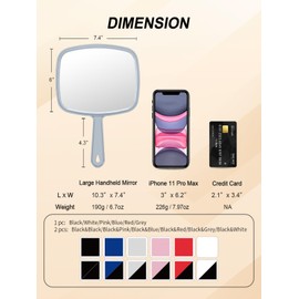 Gladmart Hand Mirror Salon Barber Hairdressing Handheld Mirror with Handle (Square Grey 7.4 x 10.3 inches)