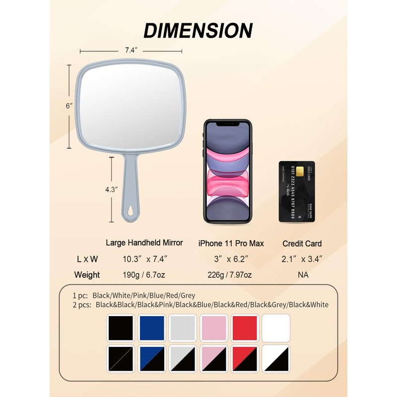 Gladmart Hand Mirror Salon Barber Hairdressing Handheld Mirror with Handle