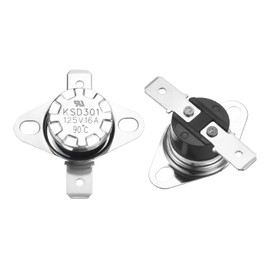 QUARKZMAN KSD301 Thermostat 90°C/194°F 16A Normally Closed N.C Adjustable Snap Disc Temperature Switch for Microwaves, Ovens, Coffee Machines, Bakelite Material, Pack of 2