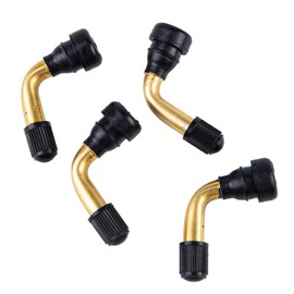 YUENTOEN 4Pcs Tire Valve Stem Bent 45 Degree Angled for Bolt-in Valve Stem, Snap-in Rubber Base Tubeless Tire Rim Valve for Motorcycle, Scooter, ATV