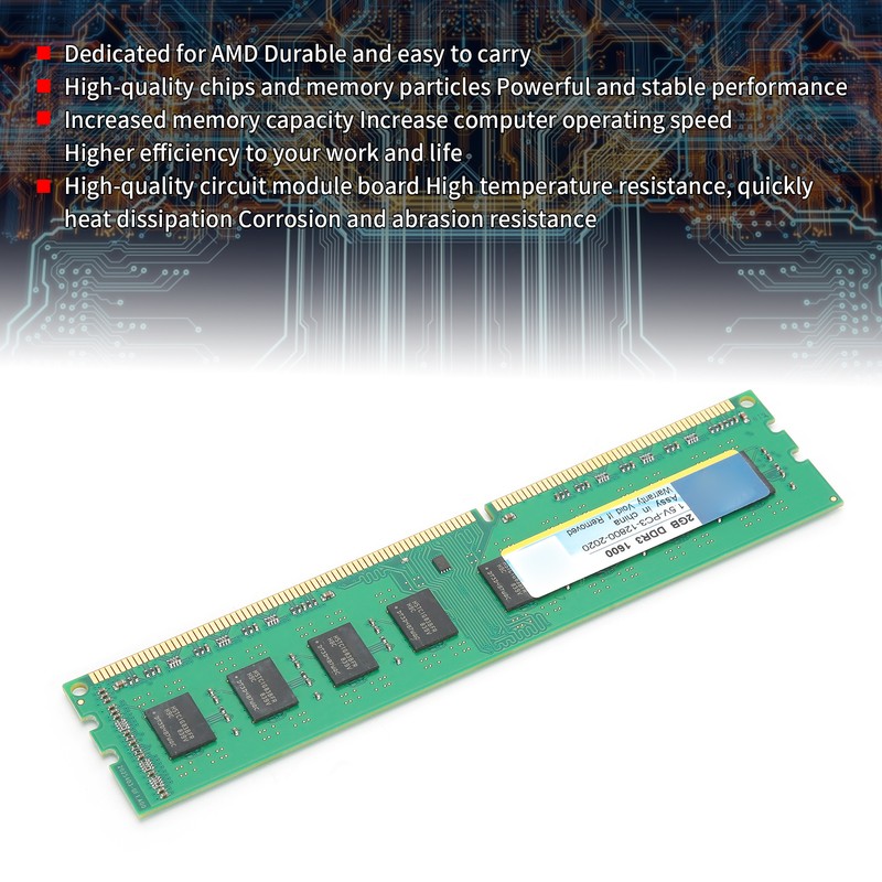 Xiede Desktop Computer Memory Bar Module DDR3 2GB 1600Mhz PC3‑12800