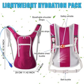 Chunful 4 Pack Hydration Backpack with 2L Water Bladder, Sport Hydration Water Backpack with Water Bladder Pack for Men Women Hiking Running Cycling Biking(Neutral Style)