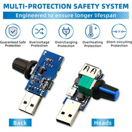 JUTOSU USB Speed Controller, Speed Controller, Power Controller, Speed Regulator, Speed Controller Switch, Variable Speed Switch Module, Mini Rotation Control Potentiometer, DC Motor, Mini Motor, Speed Controller, Control Module, Stepless Adjustment, Ste