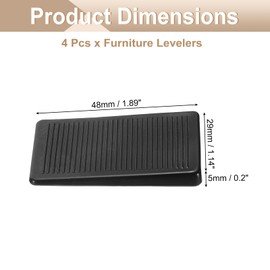 sourcing map 4 Pcs Furniture Levelers, Flexible Plastic Black Table Shims, Multi-Purpose Level Wedge Firm and Non-Slip for Uneven Table, Dresser Legs, and Door DIY Furniture, 5mm Height