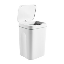 MuChaIOAK Automatic Motion Sensor Trash Can, 16L Touchless Bathroom Garbage Can Sensor Range, Automatic Garbage Can for Kitchen Bathroom Living Room, Office 5.8in Batteries Not Included White