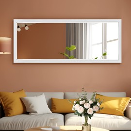 NeuType Full Length Mirror 43"x16" Large Mirror Bedroom Locker Room Standing Hanging Mirror Dressing Mirror, White(No Stand)