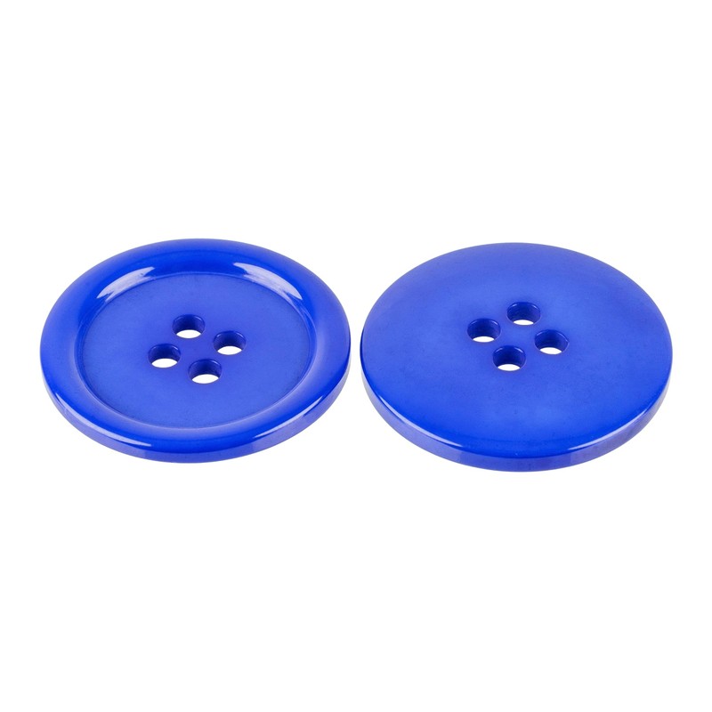 Clothing Buttons, 6 Pieces 4 Hole Diameter 40.6mm Blue Polyester