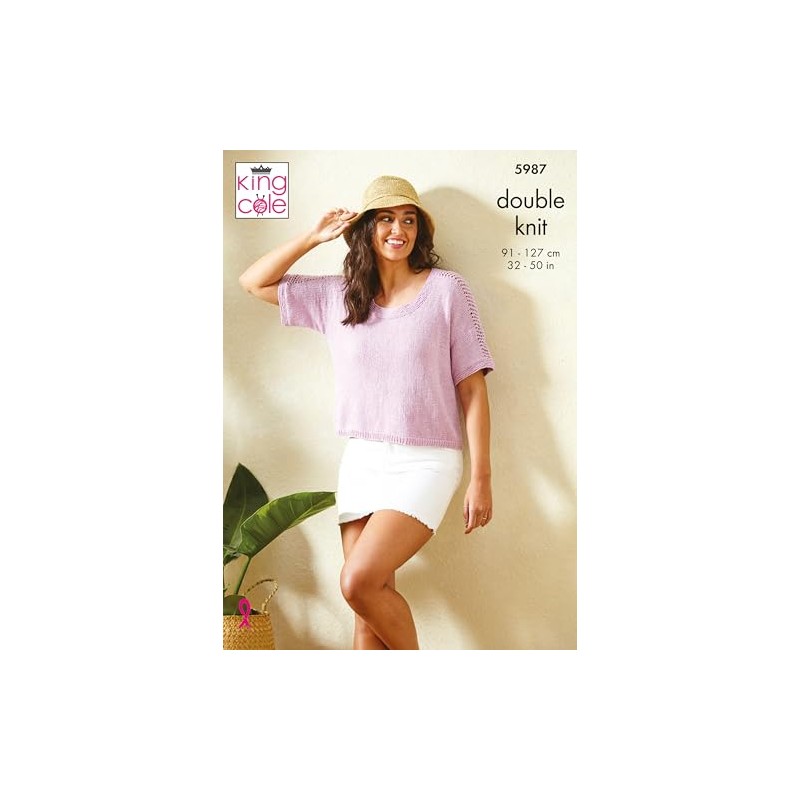 King Cole Ladies DK Knitting Pattern Scoop or V Neck