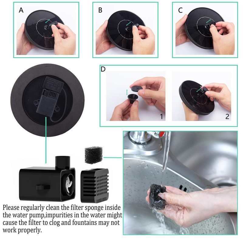 Solar Fountain for Bird Bath, Solar Powered Fountain Pump 1.5W