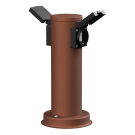 ledscom.de Poru Garden Socket Column with Ground Spike for Outdoor Use, 2-Way, Stainless Steel, Brown, Round, 27 cm