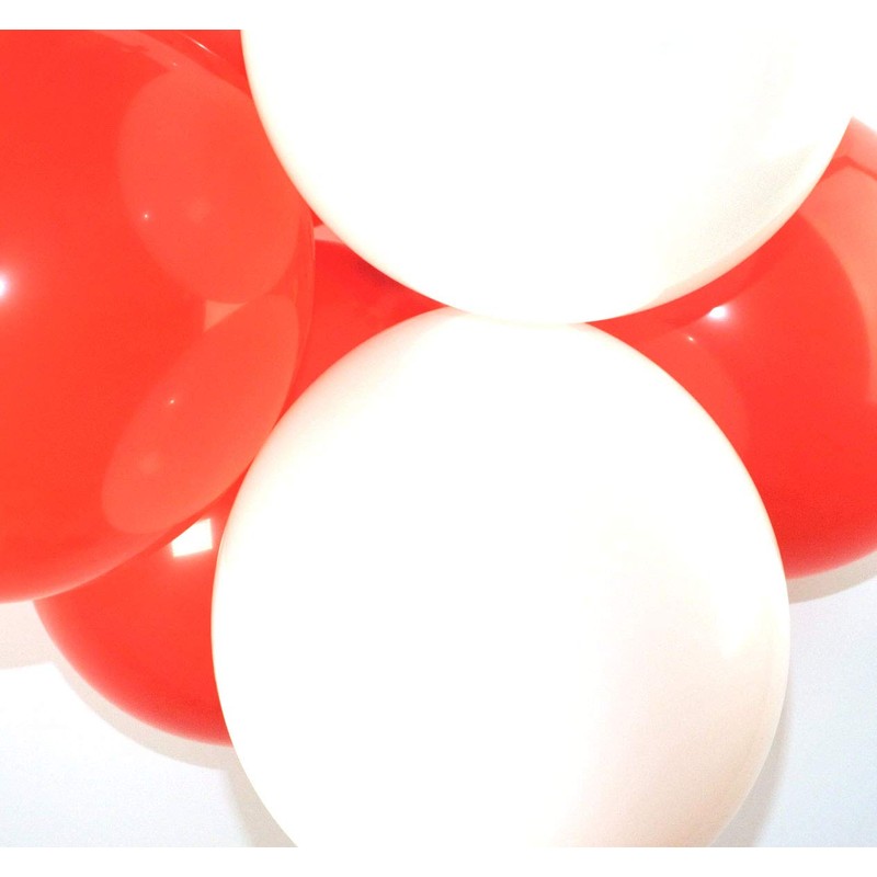12" Latex Balloons, Pack of 20 (Red, White)