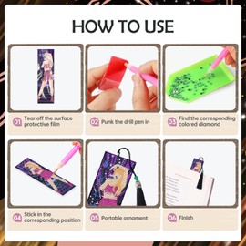 INCOK Singer Diamond Art Bookmarks - 6 Pcs DIY Pop Star Diamond Painting Bookmarks Kits Aesthetic Art Craft Festival Holiday Birthday Gift for Book Lovers Adult Beginners Fans Music Lover