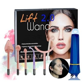 Lift Wand 2.0 - Varita facial para terapia de piel antienvejecimiento de hasta 20 W de potencia, incluye 5 accesorios con accesorio exclusivo para la nariz con cable de seguridad de 3 puntas