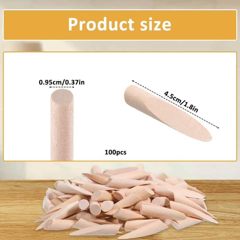 100PCS Solid Wood Pocket Hole Plugs, 3/8 Inch Pine Wood