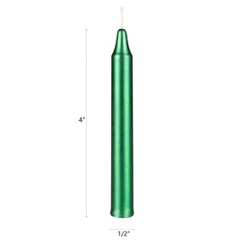 Mega Candles 40 pcs Unscented Metallic Green Exquisite Mini Taper Candle, 4 Inch Tall x 1/2 Inch Diameter, Supreme Chimes, Enchantment, Rituals, Casting Spells, Witchcraft, Wiccan, Metaphysical