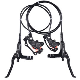 ThinkTop Bike 4 Piston Hydraulic Disc Brake Left (Front) 800/Right (Rear) 1400mm CNC Machining MTB Bicycle Oil Pressure 4 Piston Driving Brake Caliper (Black)