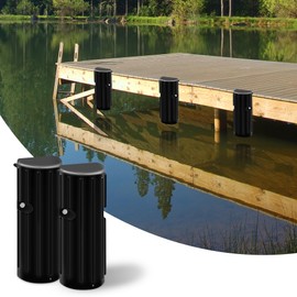 Lunghaa 2-Pack of 15.2" x 5.5" Inflatable Dock Bumpers, Black Heavy-Duty Marine Fenders Set, Rub Rail & Piling Protection for Boats, Piers