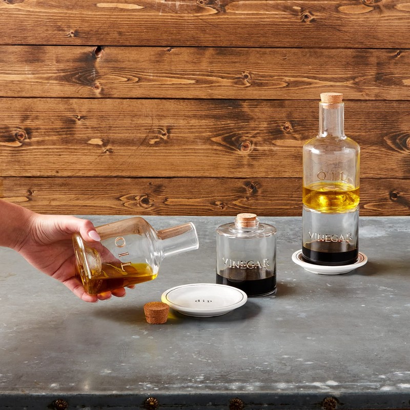 Mud Pie Stacked Oil and Vinegar Set, Glass, 9 1/2"
