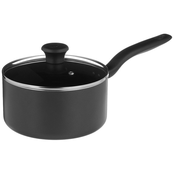 T-fal Initiatives Nonstick Sauce Pan with Lid 3 Quart Cookware, Pots and Pans, Dishwasher Safe Black