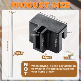 Epakh 36 Pcs Metal File Cabinet Rails Set Include 12 Cabinet Divider Rails 24 Hanging File Rail Clips for Hanging Folder Frame Bars Office Storage, Drawer Thickness Less Than 1/8 Inch(Aluminum)