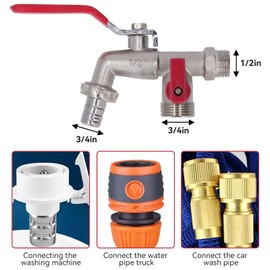 Double Valve Faucet Water Hose Outlet Zinc Ball Hose Valve For Gardens, Patios, Boiler Drain Garden Faucet Hose Ball Valve Outdoor Hose Faucet Water Spigot Water Pipe Plumbing Fitting Water Tap