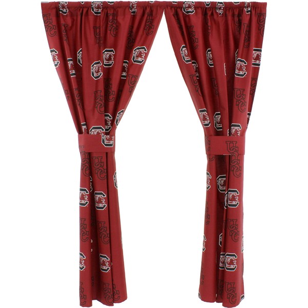 College Covers Everything Comfy South Carolina Gamecocks Curtain Panel Set, 2 Panels, 2 Matching Tie Backs, 42 inches Wide by 84 inches Long