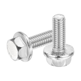 uxcell 5Pcs M6 x 16mm Hex Serrated Flange Bolts Screws, 304 Stainless Steel Flanged Hex Head Bolts Flange Hexagon Screws for Households, Machine Tools, and DIY Project, Silver