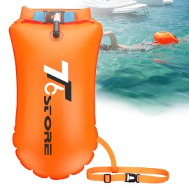 T6 TPU Orange Swim Buoy 15L - Adjustable Waist Strap & Durable Open Water Float