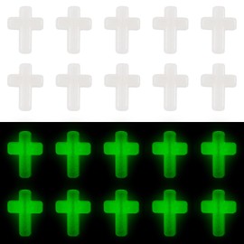 Craftdady 100 pcs Luminous Cross Acrylic Beads for Jewelry Making Glow in The Dark Jesus Cross Beads Crucifix Rosary Loose Beads for Easter Craft Eid Mubarak Ramadan Holiday Necklace Bracelet Making