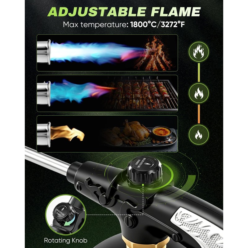 Saker Propane Weed Torch, 45,000 BTU, 30" Handle, Heavy Duty