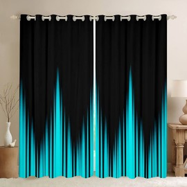 Homemissing Turquoise Teal Blue and Dark Window Curtains Vintage Ombre Blackout Curtains Gradient Dark Simple Style Darkening Dreapes Window Treatments W46*L54