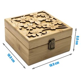 Bamboo Storage Box for Aromatherapy Essential Oil - Wooden Box for 25 Bottles - Ideal Organizer for Travel and Presentation #B