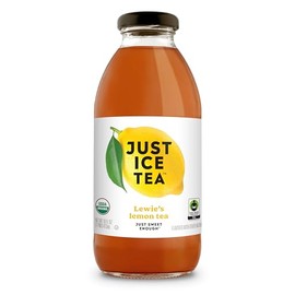 Just Ice Tea Organic Iced Tea, Lewie's Lemon Tea, 16 Fl Oz Glass Bottles, Pack of 12