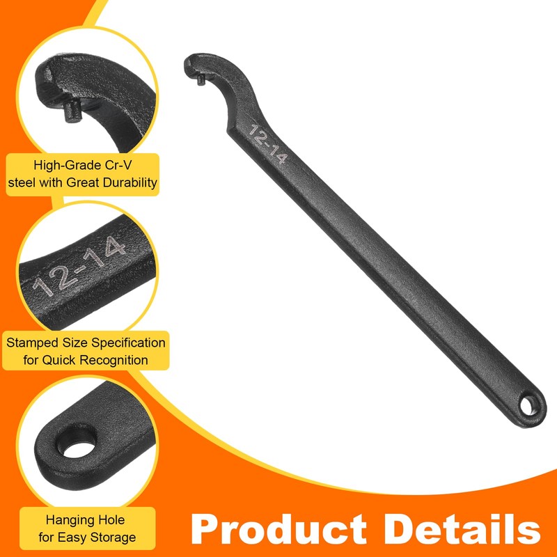 HARFINGTON C Hook Spanner Wrench, 12-14mm C Pin Motorcycle Shock
