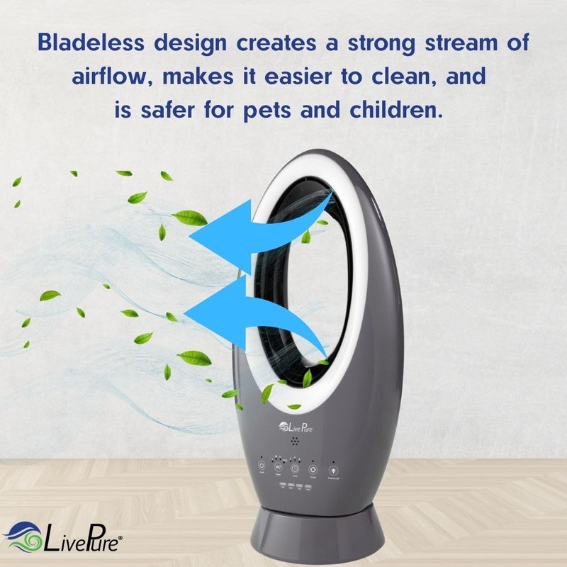 LivePure Bladeless Indoor/Outdoor Rechargeable Fan, Teal