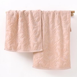 YiLUOMO Pink Embossed Floral Pattern Hand Towel Set of 2 Super Soft Highly Absorbent 100% Cotton Decorative Hand Towels for Bathroom Home Everyday Use 13x 29 Inch